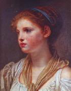 Jean-Baptiste Greuze Portrait de jeune fille au ruban bleu oil painting